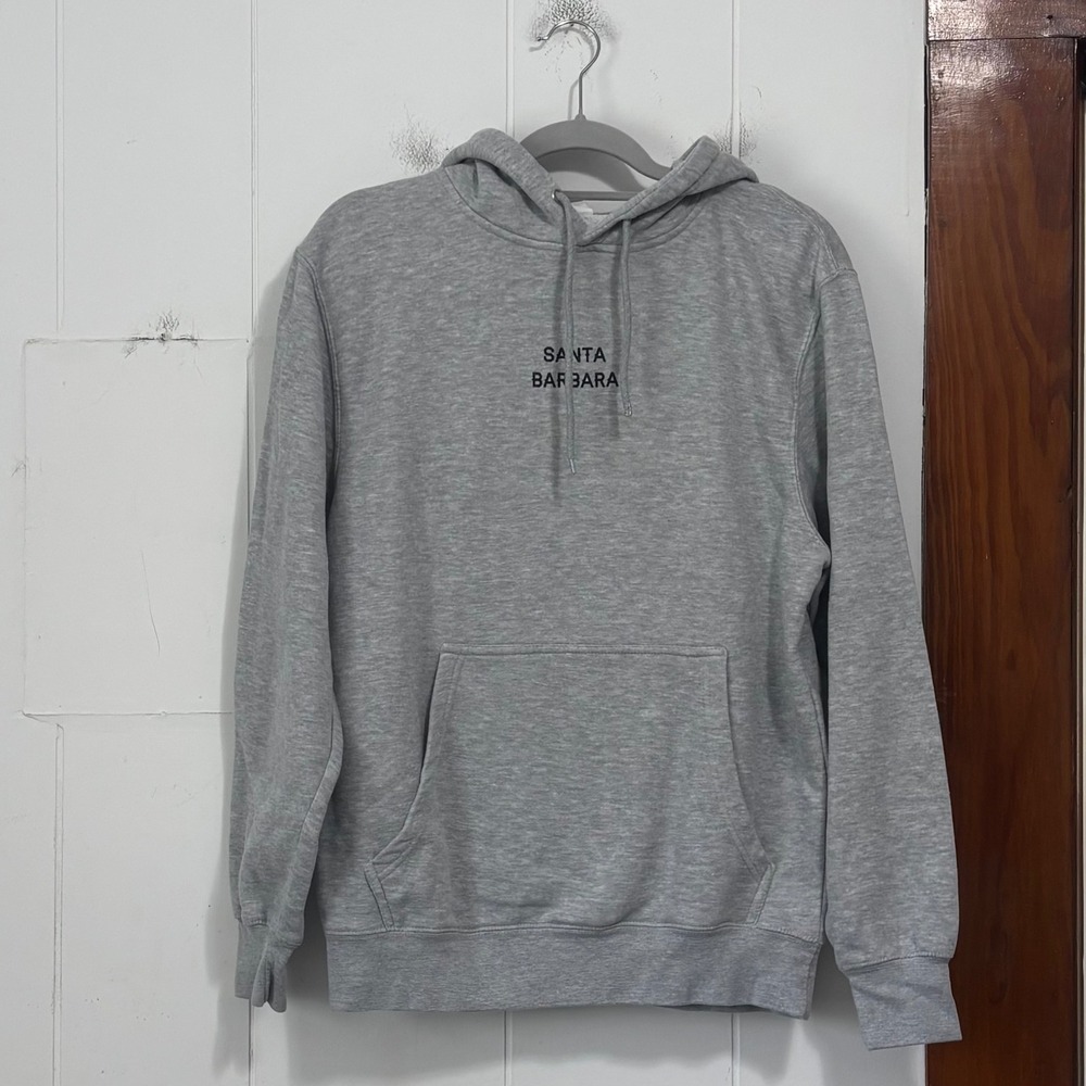 MV Sport Santa Barbara Heather Grey Graphic Pullover Hoodie‎ Sweatshirt Medium